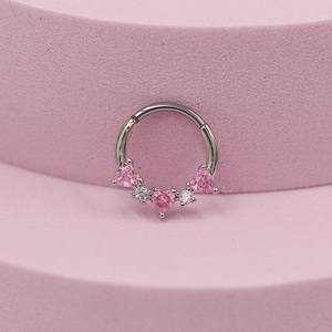 Gaby <span class=keywords><strong>Piercing</strong></span> de Acero Quirúrgico 316L con Segmento Articulado en Forma de Corazón, Clicker para Septum, Aro para Oreja <span class=keywords><strong>Daith</strong></span> y Anillo para Nariz - Product Image 5