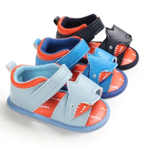 Cute Shark Fashion Summer Pu Leather Beach Slide Strap Sandalias para niños pequeños para bebés