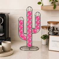 Support à capsules de café Cactus, 52 compartiments, double face, rotatif, en métal, organiseur de capsules de café, support de rangement pour capsules Nespresso, comptoir