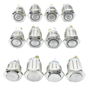 מתג לחצן לחיצה 19mm שטוח מתכת תאורת נקודות נירוסטה נעילה עבור מתג מגע - Product Image 1