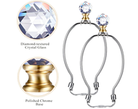 HuiLiHang Finial de lampe en cristal moderne, pommeau transparent 1-3/4, base chromée polie, installation facile, abat-jour décoratif, garantie 1 an