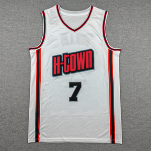 Оптовая продажа высококачественных унисекс-товаров 7 # Комплект баскетбольной формы Хьюстон с термотрансферной печатью Кевина Дюранта, 100% полиэстер, антибактериальный - Product Image 2
