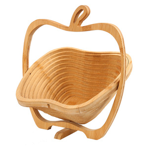 <b>Bamboo</b> Apple Shaped Fruit Plate Folding Dish Eco-Friendly Home Decor Gift - Product Image 4