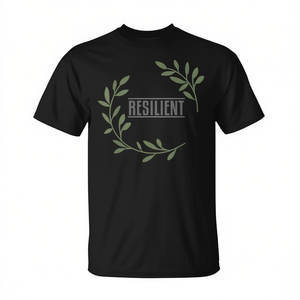 T-shirt Resilient Olive Branch noir à col rond unisexe adulte taille moyenne - Product Image 2