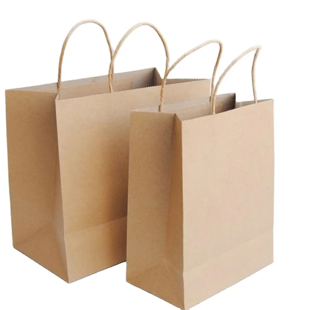 Different sizes kraft brown paper bags printing