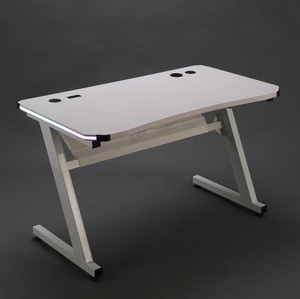 Modern <strong>White</strong> E-sports Table With LED Light Gaming <strong>PC</strong> <strong>Desk</strong> Computer Racing Gaming <strong>Desk</strong> - Product Image 2