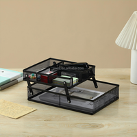 Fabricante Directo, Bandeja de Almacenamiento de Metal Ajustable A4 A5, Personalizable, Organizador de Escritorio Multifuncional para Oficina, Juego de Porta Cartas