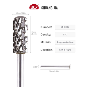 SHUANGJIA 5 1 strumento professionale per Manicure 3/32 ''Gel per rimuovere Super taglio canna piccola 5XC carburo di tungsteno trapano per unghie - Product Image 4