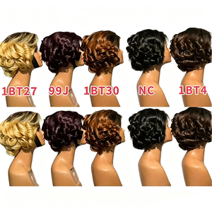 Promoción 46$ Letsfly 11A Pelucas con Cierre de Encaje 5x5 de 240 gramos, Pelucas Cortas de Corte Pixie, Pelucas de Cabello Humano 1BT99J 1BT4 - Product Image 1
