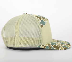High Quality Custom 7-Panel Tan <b>Duck</b> Camo Trucker <b>Hats</b> Curved Brill Outdoor Embroidery Baseball Cap Mesh Fabric Snapback <b>Hat</b> - Product Image 5