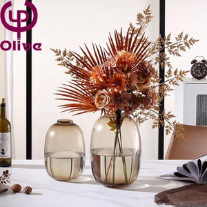 Artistic Hydroponic <strong>Flower</strong> Arrangement Floor <strong>Vase</strong> Oval Tall Big Belly Clear Amber Smoky Gray Home Decoration Large Glass <strong>Vase</strong> - Product Image 5