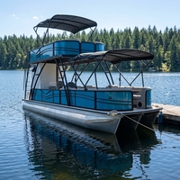 Yacht de luxe à moteur hors-bord pour fêtes, bateau ponton en aluminium soudé à double pont de 30 pieds avec salle de bain privée pour les loisirs