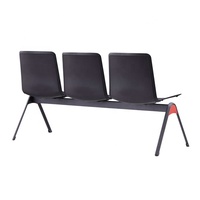 Chaise d'attente en rangée avec dossier en plastique/PU et pieds en métal, design moderne et nouveau