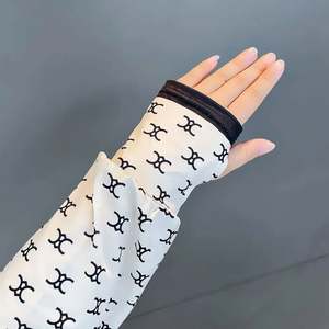 I-0107 Manchons de protection solaire en soie glacée à motif floral d'été, protection UV, protection des bras, manchons longs, gants - Product Image 5