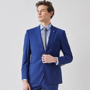 Traje de Dos Piezas para Hombre, Azul <span class=keywords><strong>Zafiro</strong></span>, de <span class=keywords><strong>Alta</strong></span> Calidad, Corte Slim, Chaqueta Cruzada, Producción Directa del Proveedor - Product Image 2