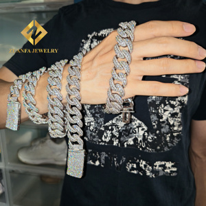 Collier pour homme épais et lourd, chaîne cubaine Miami en moissanite VVS sertie clos, certifiée GRA, en argent 925 - Product Image 2