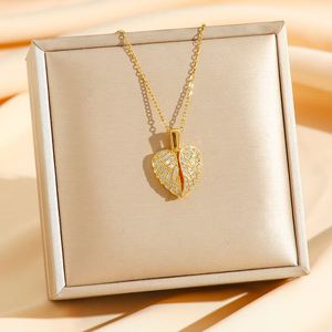 Collar De Acero Inoxidable Stainless Steel Zircon Openable <b>Angel</b> Wings <b>Charm</b> Necklace Open Wings Pendant Jewelry Necklaces Women - Product Image 3