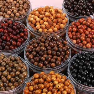 50 perles rondes en bois de 8 mm, couleurs assorties, pour artisanat DIY, bracelets, en bois de thuya, bois de santal, bois de poirier noir birman - Product Image 1