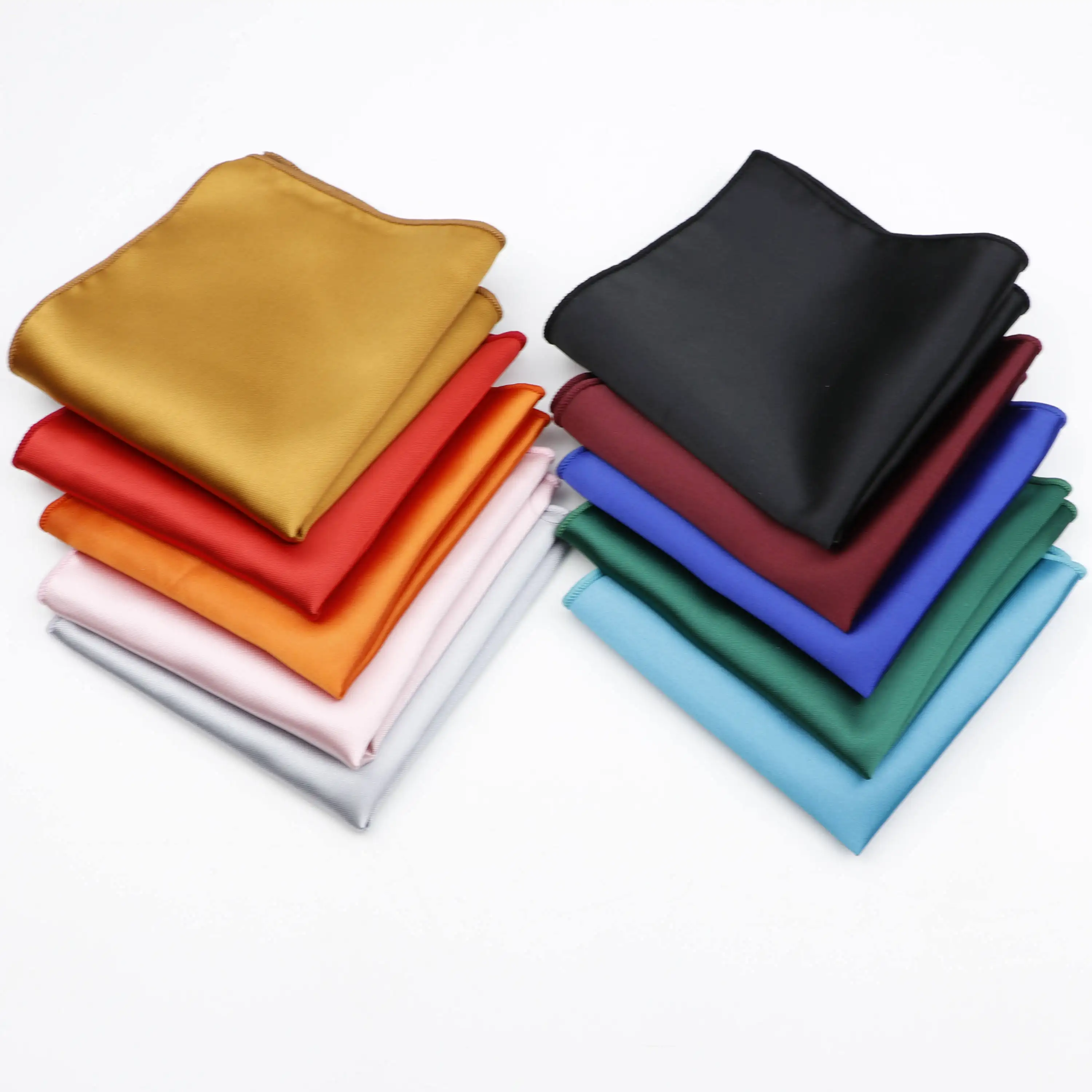 Men Suit Accessories Wedding Solid Color Handkerchief High Quality Polyester Hanky Plain Satin Pocket Square