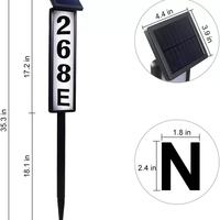 Lampes solaires LED étanches 5000K Lumière du jour Dimmable Panneaux d'adresse IP65 Numéros de maison de jardin avec piquets pour la cour