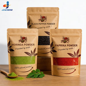 Sacs en papier kraft refermables avec fermeture éclair, impression personnalisée, 100g 250g, pour emballage d'épices au chili et à l'ail, sacs en plastique avec fenêtre transparente - Product Image 2