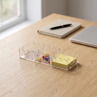 Organisateur de bureau en acrylique transparent personnalisé, bord festonné, boîte de rangement de bureau multi-compartiments