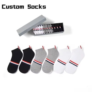 High Quality Cotton Men's Ankle <b>Socks</b> Funny Custom Logo Colorful Casual Knitted Style Summer Available White Black High Quality - Product Image 1