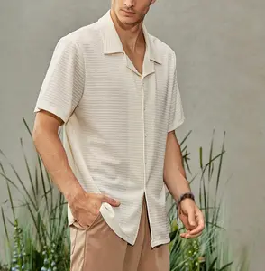 2023 Summer Breathable Fashion Plaid Men's Shirt Custom Polyester Spandex Stretch Loose Short Sleeve Plain Casual Shirts For Men