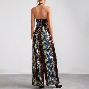 Combinaison à bretelles personnalisée pour femmes avec décor de paillettes arc-en-ciel pour les fêtes - Product Image 2