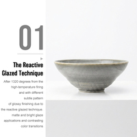 Vente en gros directe usine : Bol à soupe profond en céramique de porcelaine japonaise réactive jaune émaillée Remen Noodle pour restaurant
