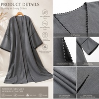 Abaya ouverte sur le devant pour femmes, style kimono, robe longue modeste musulmane, vêtements islamiques à manches larges, vente en gros