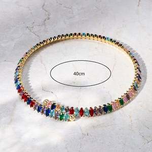 Dainty Minimalist Crystal Tennis Chocker Bijoux esthétiques Colliers arc-en-ciel pour femmes Collier élégant - Product Image 2