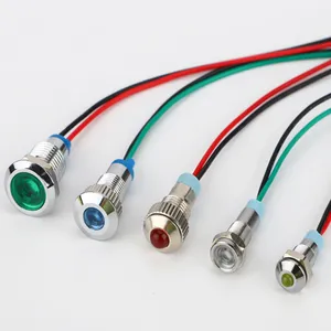 10mm 하이 퀄리티 방수 3V 6V 12V 24V 110V 220V 빨간색 노란색 파란색 녹색 흰색 신호 램프/전선이있는 LED 표시기