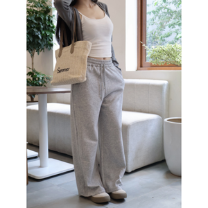 Pantalones de mujer superventas de lana de pierna ancha con cordón elástico de cintura alta detalle de costura resaltada - Product Image 2