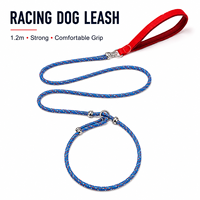 Laisse de chien de course robuste 1,2 m rouge et bleue pour la promenade et l'entraînement