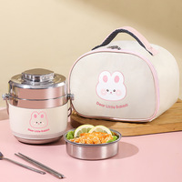 Pot et seau isolés sous vide double couche en acier inoxydable 304 de grande capacité Boîte à lunch isolée pour adultes et étudiants avec couvercle en PP