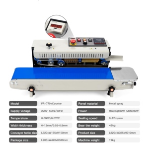 Scelleuse automatique à bande avec codeur à embossage, contrôle numérique de la température, pour scellage de films plastiques - Product Image 3