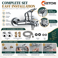 Robinet mitigeur mural chromé à levier unique avec déviateur extractible et flexible de douche, eau froide et chaude, en alliage de zinc pour baignoire