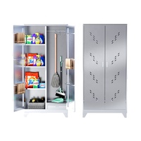 Armoire de nettoyage en acier inoxydable ignifuge 201/304, casiers sanitaires, serpillière, balai, armoire de rangement d'outils de nettoyage