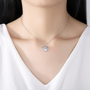 Delicate Jewelry Rose Gold Plated 925 Sterling Silver Zircon Heart Mother of <strong>Pearl</strong> Fine <strong>Pendant</strong> <strong>Necklaces</strong> for Valentine Day Gift - Product Image 4