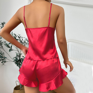 Da <span class=keywords><strong>donna</strong></span> abiti lunghi in seta di raso di lusso accappatoio lungo taglie forti <span class=keywords><strong>3</strong></span> <span class=keywords><strong>pezzi</strong></span> pantaloncini Cami pigiami da <span class=keywords><strong>donna</strong></span> pigiami Sexy - Product Image 2