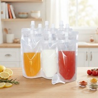 Sac de jus à fermeture éclair jetable populaire pochette à bec en gros PET jus lait thé lait de soja sac de boisson givré