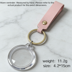 Llavero con Marco de Fotos de <span class=keywords><strong>Acrílico</strong></span> y Cuero de Nuevo Estilo para Regalo Conmemorativo de Días Festivos, Colores DIY, Colgante de Cuero para Llavero, Se Acepta Personalización - Product Image 4