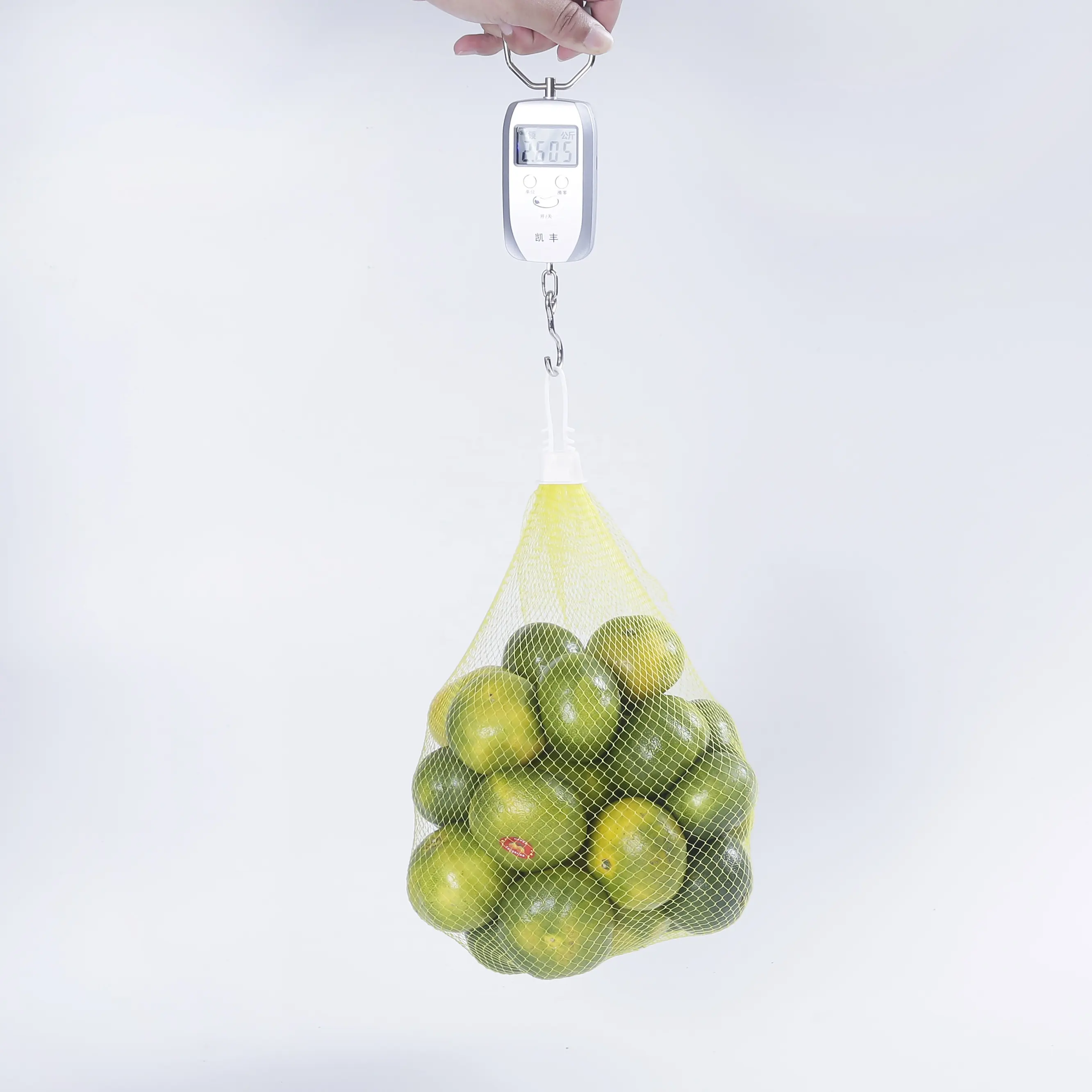 Pequena malha elástica de plástico macio, rede tubular sacos para vários brinquedos de embalagem de frutas seafod no superfície