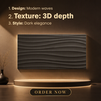 Panel Dinding Gelombang Poliuretan 3D Embossed Board 1200x600mm B2 Kelas Tahan Api Ringan untuk Proyek Cladding