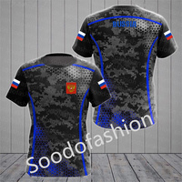 T-shirt russe pour hommes en gros décontracté col rond drapeau russe haut à manches courtes T-shirts vêtements pour hommes
