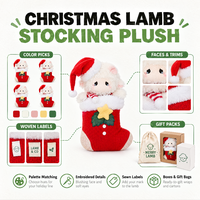 Peluche Mignonne en Forme de Petit Mouton pour Chaussette de Noël, Fabrication Directe Usine OEM ODM, Animal en Peluche Rembourré en Coton PP et Polyester, Vente en Gros, MOQ, Peluche Amusante