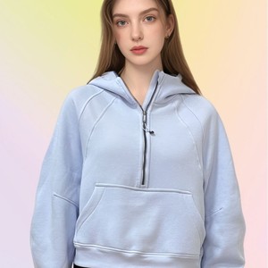 Sudadera con Capucha <span class=keywords><strong>de</strong></span> Forro <span class=keywords><strong>Polar</strong></span> <span class=keywords><strong>para</strong></span> <span class=keywords><strong>Mujer</strong></span>, con Media Cremallera y Logotipo Frontal, Informal, <span class=keywords><strong>para</strong></span> Yoga, Otoño e Invierno, Cortavientos y Cálida - Product Image 1