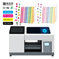Impresora UV de Cama Plana A4 para Impresión de Etiquetas Adhesivas PET, Impresora de Inyección de Tinta con Pantalla Táctil Integrada y Cortador 2 en 1