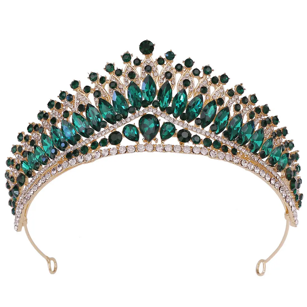 Tiara taçlar atmosferik lüks Rhinestone kraliyet taç saç çember gösterisi Show düğün kafa gelin Headpieces